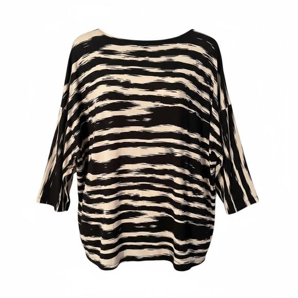 Design History Black & Ivory Abstract Stripe Plus Size Tunic Top 2X - Picture 3 of 5